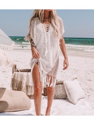 Copricostume Caftano Frange Donna Mare Woman Boho Chic Kaftan Coachella COV0257